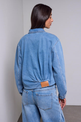 Bubble Hem Denim Jacket Oxfordblue