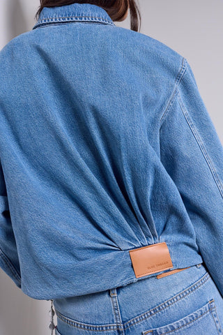 Bubble Hem Denim Jacket Oxfordblue