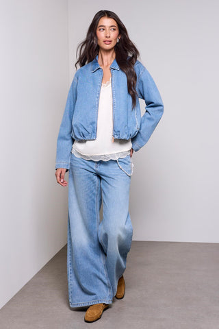 Bubble Hem Denim Jacket Oxfordblue