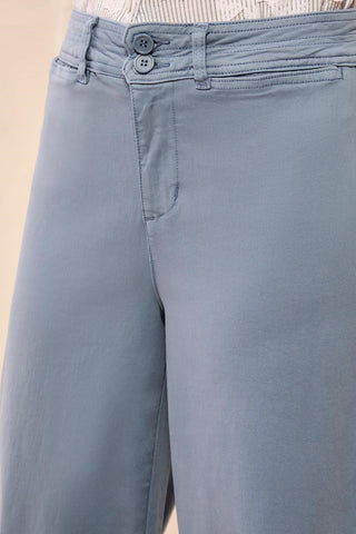 High Rise Fly Front Palazzo Blue Fog