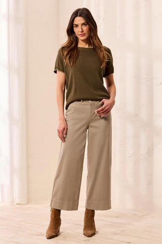 High Rise Fly Front Palazzo Dry Sand