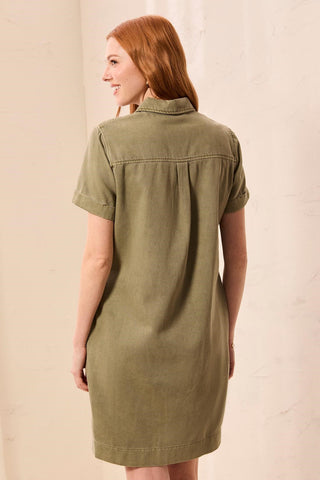 Pop Over Shirt Dress Olive Stone