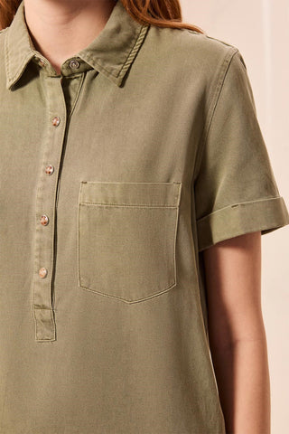 Pop Over Shirt Dress Olive Stone