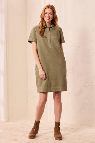 Pop Over Shirt Dress Olive Stone