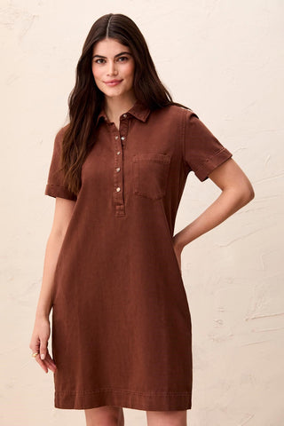 Pop Over Shirt Dress Rustic Brown