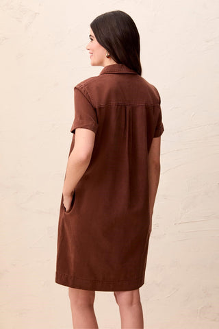 Pop Over Shirt Dress Rustic Brown