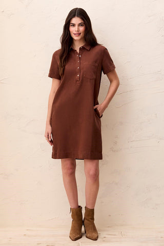 Pop Over Shirt Dress Rustic Brown