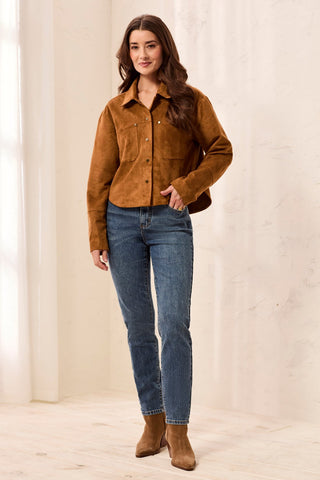 Soft Touch Faux Suede Snap Front Shacket Hazelwood