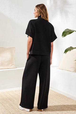 Techno Lux Mock Neck Zip-Up Top Black