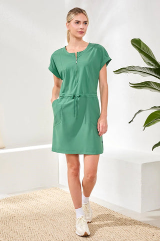 Zip Dress With Drawcord Greenery