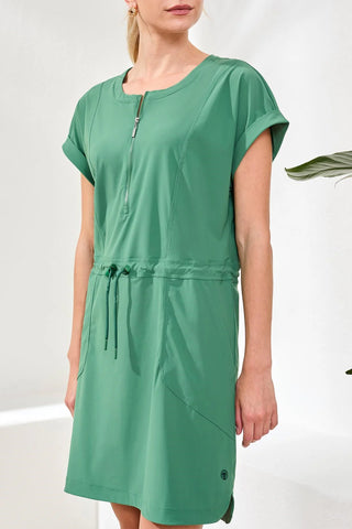 Zip Dress With Drawcord Greenery
