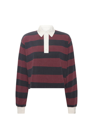 Cropped Rugby Polo Navy Berry Noir Block Stripe