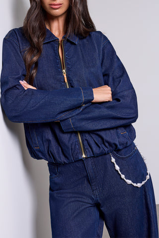 Bubble Hem Denim Jacket Aftermidnight