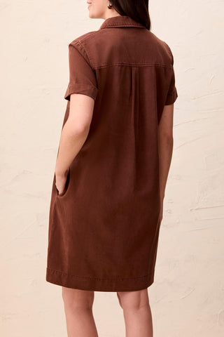 Pop Over Shirt Dress Rustic Brown