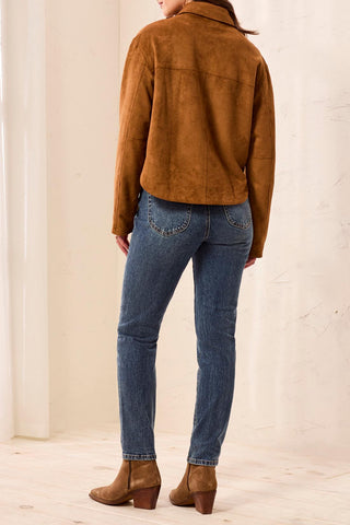 Snap Front Flowy Suede Shacket Hazelwood