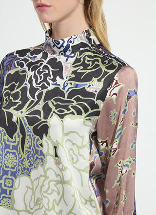 Seraphina Mock Neck Blouse Antique Garden