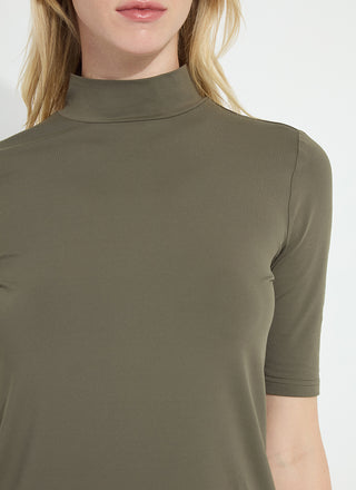 Clara Mock Neck Elbow Sleeve Top Mosswood