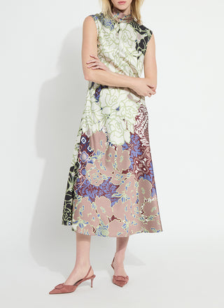 Flora Mock Neck Bias Cut Midi Dress Antique Garden