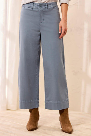 High Rise Fly Front Palazzo Blue Fog