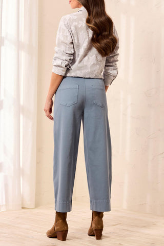 High Rise Fly Front Palazzo Blue Fog