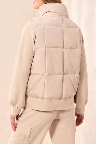Quilted Puffer Vest With Removable Hood Sand Dune