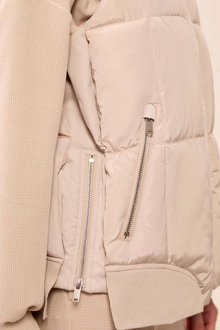 Quilted Puffer Vest With Removable Hood Sand Dune