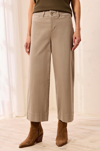 High Rise Fly Front Palazzo Dry Sand