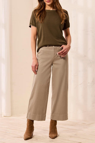 High Rise Fly Front Palazzo Dry Sand