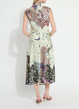 Flora Mock Neck Bias Cut Midi Dress Antique Garden