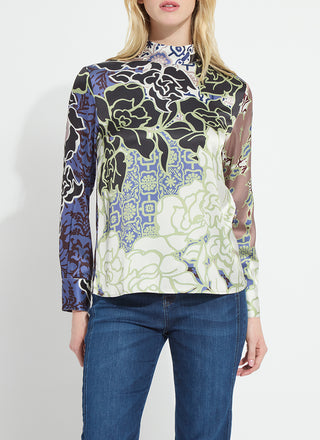 Seraphina Mock Neck Blouse Antique Garden