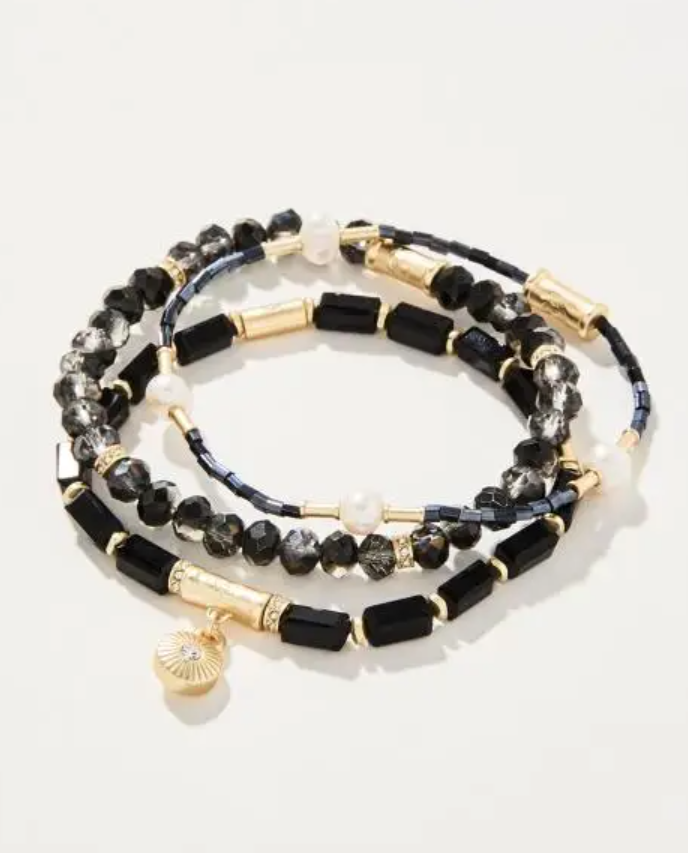 Spartina Sparkle Stretch Bracelet Stack Black