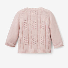 Load image into Gallery viewer, BLUSH LEAF POINTELLE KNIT BABY CARDIGAN