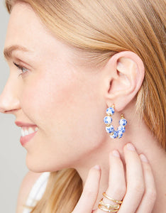 Annabelle Beaded Hoop Earrings Blue Flowers