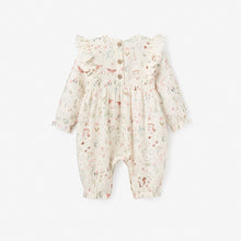 Load image into Gallery viewer, OWL PRINT FLUTTER ORGANIC MUSLIN BABY JUMPSUIT