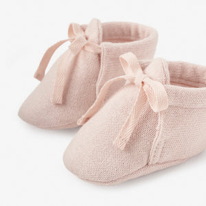 BLUSH COTTON KNIT BABY BOOTIES