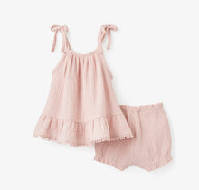 Load image into Gallery viewer, BLUSH ORGANIC MUSLIN TIE TOP SET