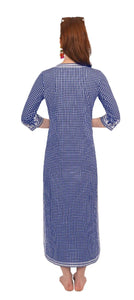 Wash / Wear Embroidered Gingham Caftan - The Reef