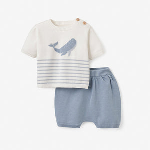 Whale Striped Knit Shirt Set
