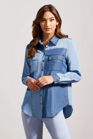 Tribal Patchwork Denim Blouse
