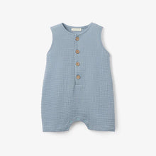 Load image into Gallery viewer, STONE BLUE ORGANIC MUSLIN BUTTON DOWN SHORTALL