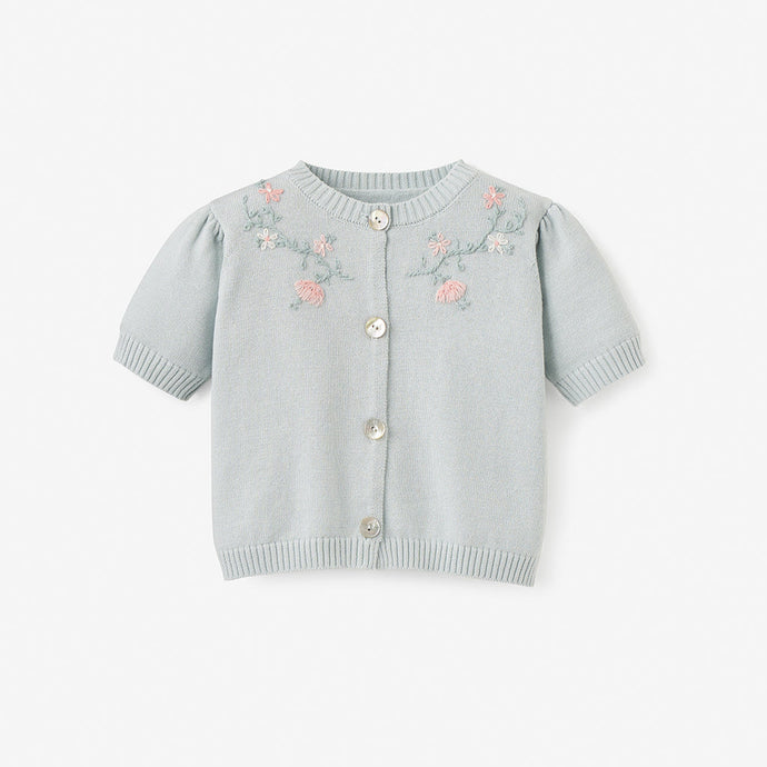 Aqua Embroidered Baby Cardigan