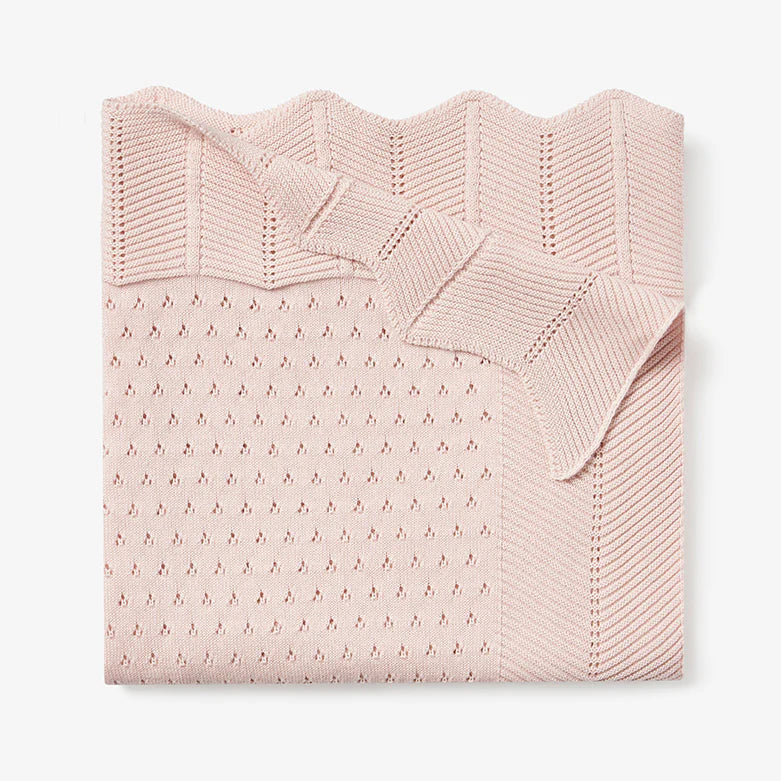 BLUSH POINTELLE COTTON KNIT BABY BLANKET
