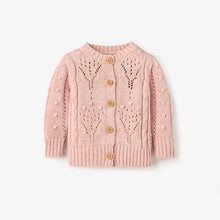 Load image into Gallery viewer, PINK POPCORN SWEATER POINTELLE CARDIGAN