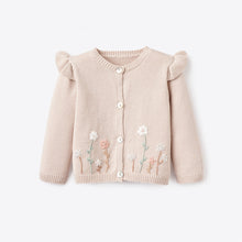 Load image into Gallery viewer, Taupe Flutter Hand-Broidered Cardigan