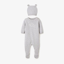Load image into Gallery viewer, HAND EMBROIDERED ELEPHANT KNIT JUMPSUIT WITH HAT