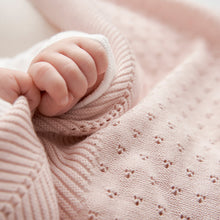 Load image into Gallery viewer, BLUSH POINTELLE COTTON KNIT BABY BLANKET
