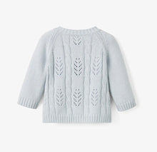 Load image into Gallery viewer, PALE BLUE LEAF KNIT BABY CARDIGAN
