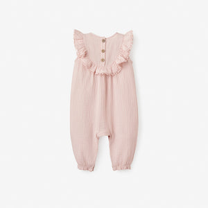 Pink Floral Embroidered Organic Jumpsuit