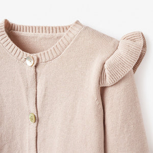 Taupe Flutter Hand-Broidered Cardigan