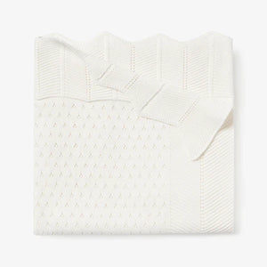 CREAM POINTELLE COTTON KNIT BABY BLANKET